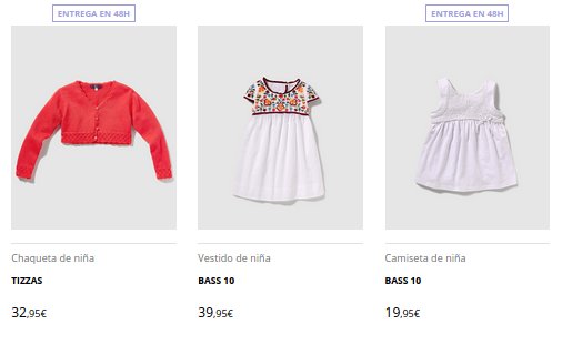 El Corte Inglés moda infantil precios